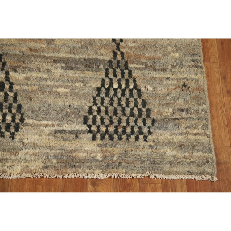 Geometric Moroccan Rug Handmade Multi-Color Tribal Wool Carpet - 4'10" x 6'3"