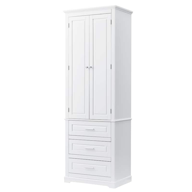 Tall Storage Cabinet With Three Drawers For Bathroom/Office