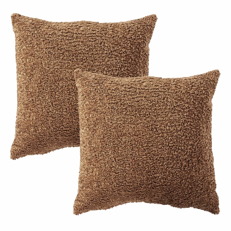 Sorra Home Indoor Soft-Textured Knife Edge Square Pillows (Set of 2)
