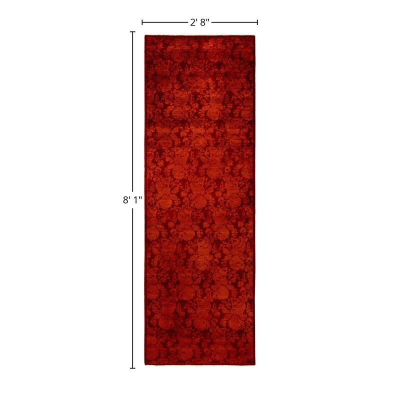 Overdyed One-of-a-Kind Hand-Knotted Area Rug - Orange - 2' 8" x 8' 1"