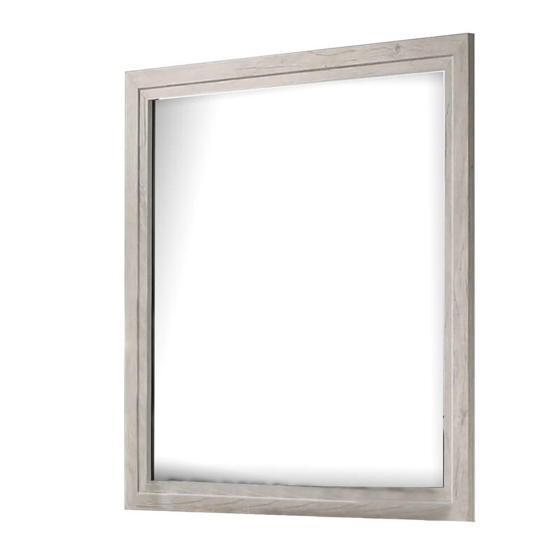 Miot Dresser Mirror, 39 Inch Square Wood Frame, White Wash - White Wash