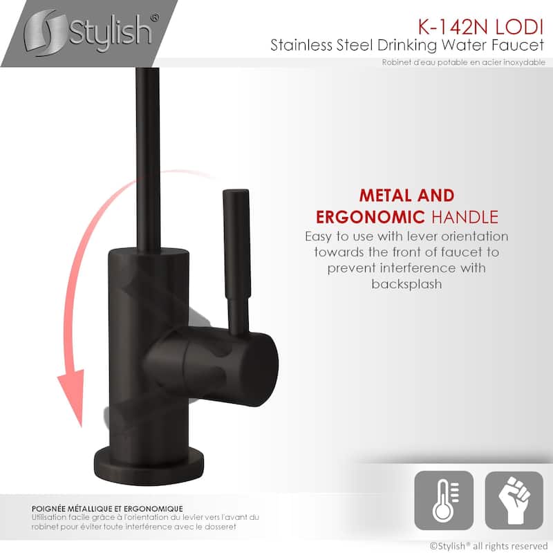 STYLISH Kitchen Sink Drinking Water Faucet, Commercial Water Filtration Faucet, Stainless Steel, Contemporary Style High-Spout