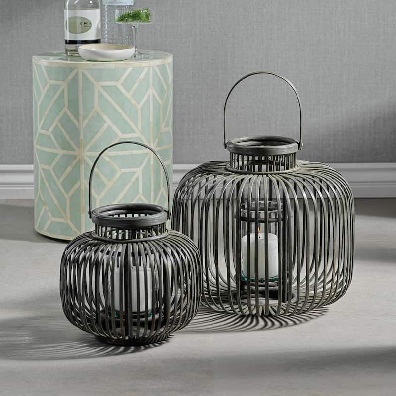 Dumai Gray Bamboo Decorative Lantern