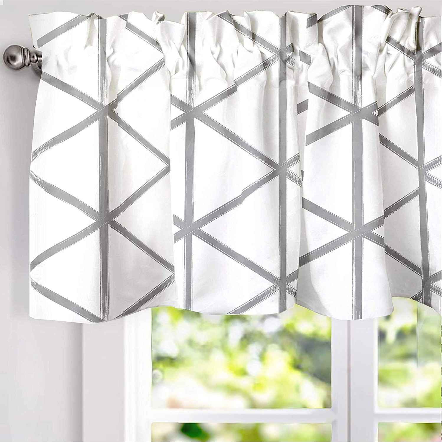 DriftAway Raymond Geometric Pattern Lined Window Valance