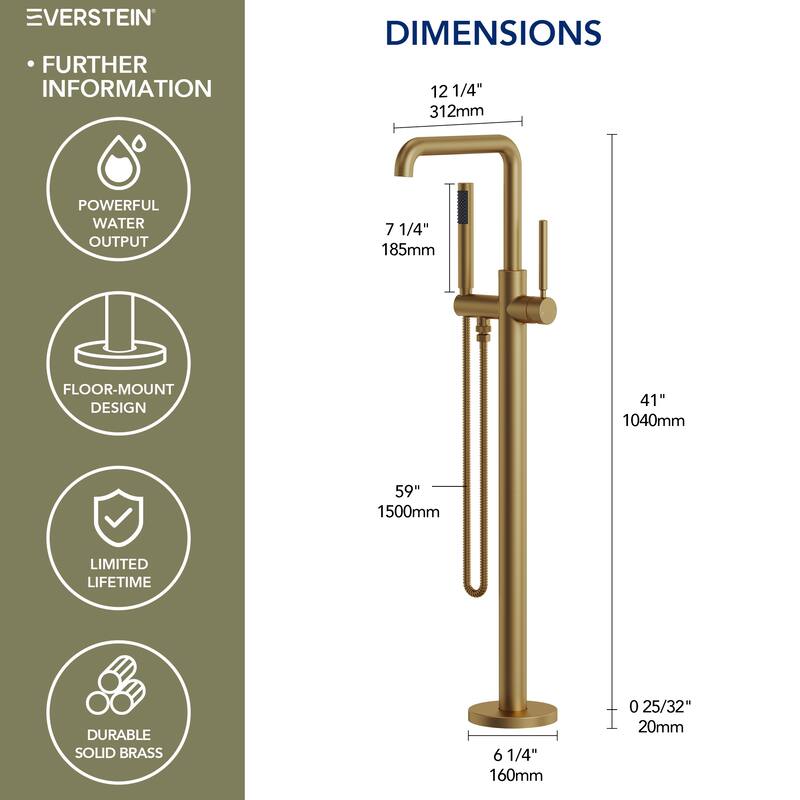 Freestanding Tub Faucet with Hand Shower,Modern Floor-Mount Bathtub Faucet