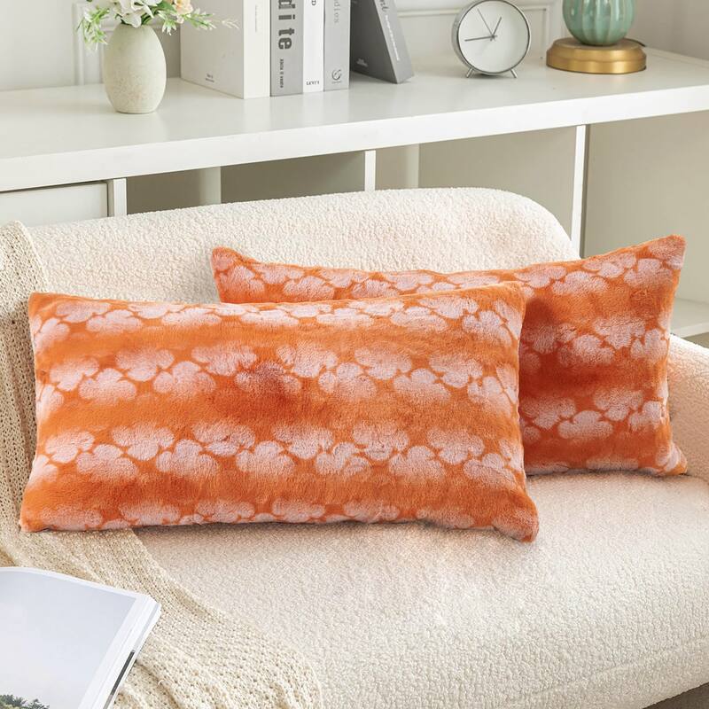 Serenta Ballys FauxFur 2 Piece Pillow Shell Set - Orange - Specialty