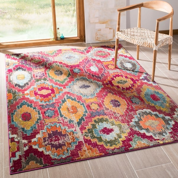 slide 2 of 14, SAFAVIEH Monaco Gwenevere Boho Rug 4' x 5'7" - Red/Blue - Rectangle
