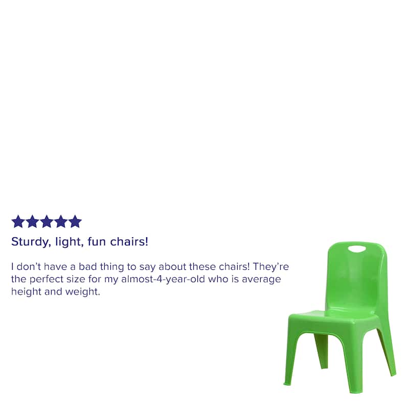 2 Pack Plastic Stackable School Chair with Carrying Handle and 11"H Seat