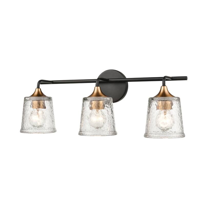 Elk Home Hamy Matte Black With Hammered Glass Vanity Light