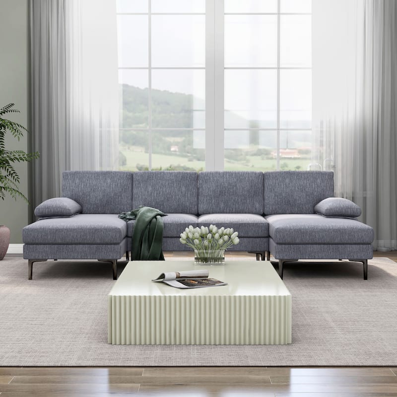 Nigh Contemporary Chenille U-Shaped Sectional by Furniture of America