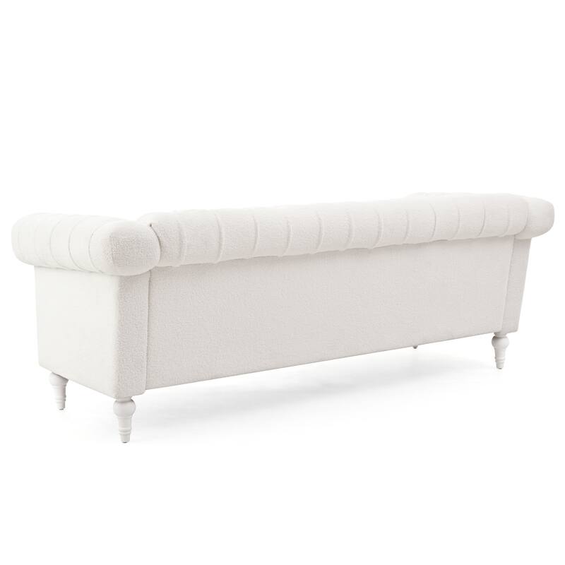 Modern Teddy Velvet Sofa with Birch Legs and Quilted Backrest, 660 lbs Capacity