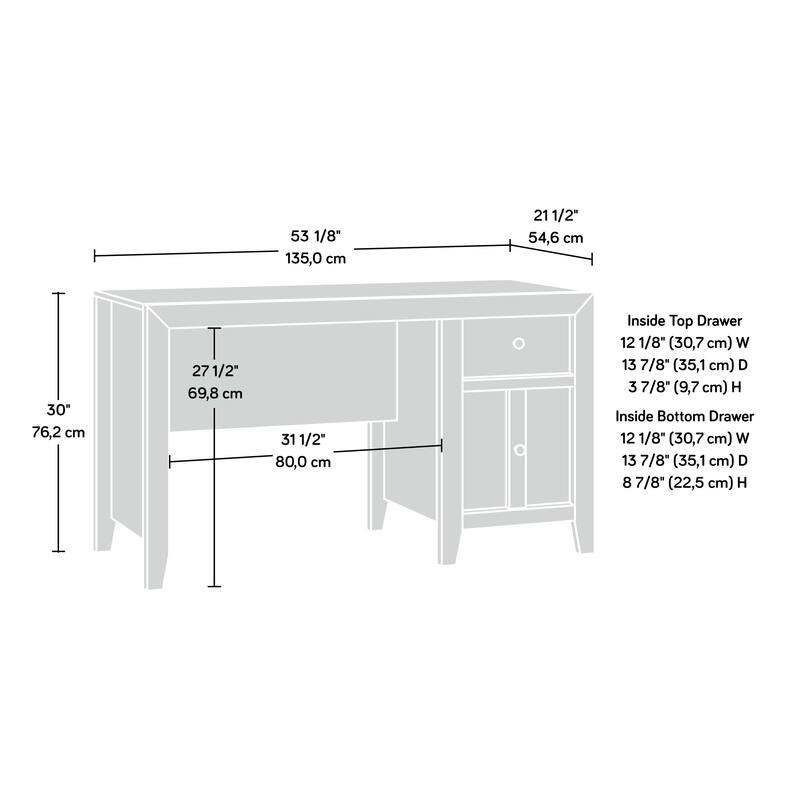 Wood Spacious Desk with Drawer and Cabinet, Brown
