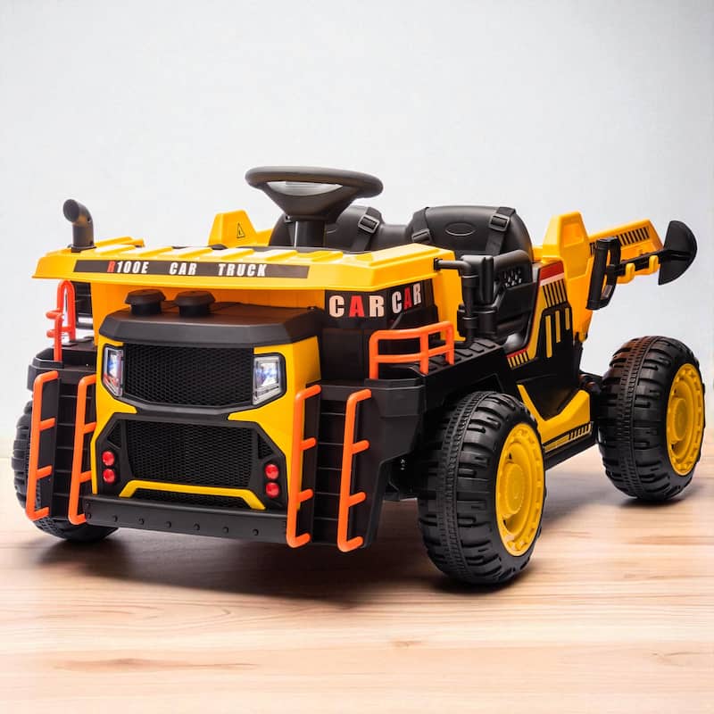 24V Kids Electric Pickup with Remote Control, 400W Motor, Two-Seater, Bluetooth,MP3, LED Lights, Electric Rear Dump for Kids 3+ - Yellow