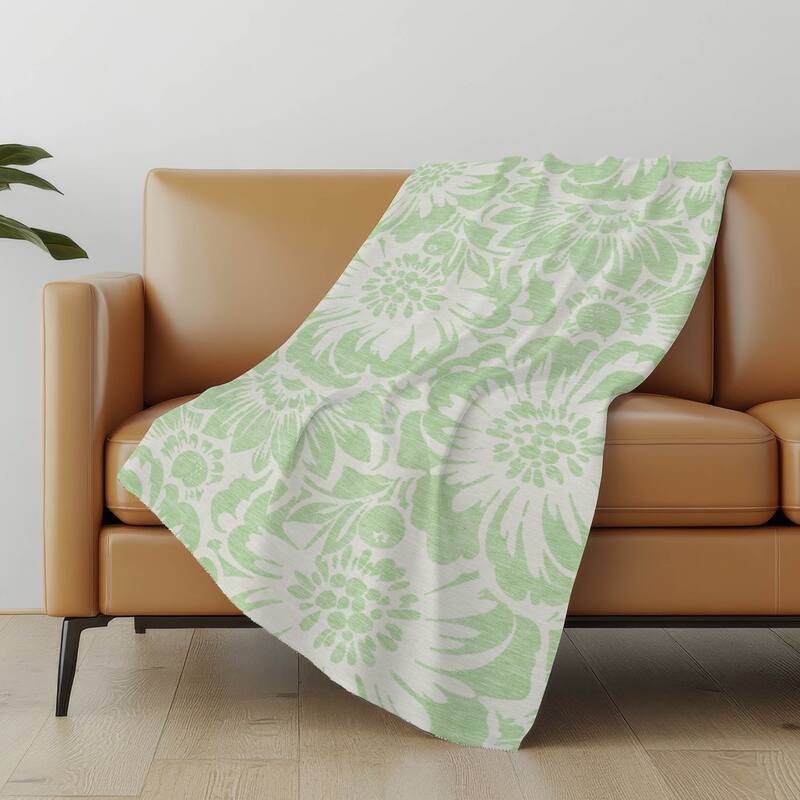 Premium Machine Washable Modern Floral Sherpa Throw Blanket