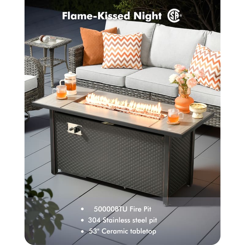 OVIOS 6 Pieces Patio Furniture Set with Fire Pit