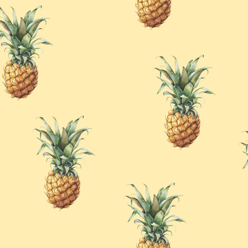 Galerie Wallcoverings Just Kitchens Pineapple Motif Vinyl on Non-woven Matte Wallpaper Roll