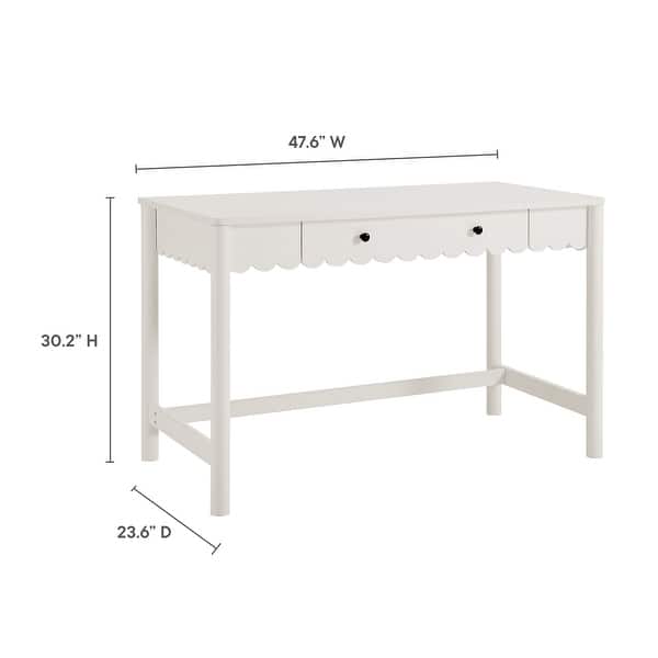 dimension image slide 1 of 3, Emmeline 1-Drawer Scallop Writing Desk