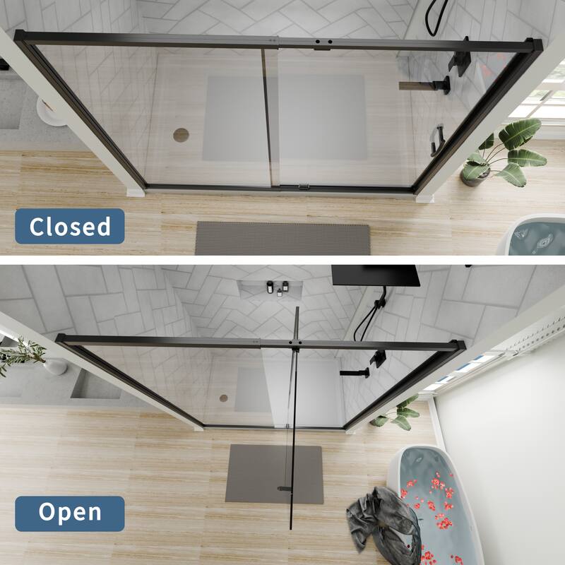 56-60" Bathtub Pivot Shower Screen Door - 60''x 71''