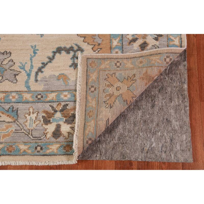 Hand Knotted Oriental 100% Wool Carpet Transitional All-Over Beige & Ivories Oushak Area Rug - 9' 0'' X 6' 1''