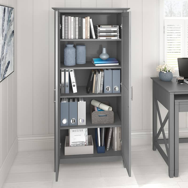 Key West Tall Storage Cabinet with Doors and Shelves by Bush Furniture
