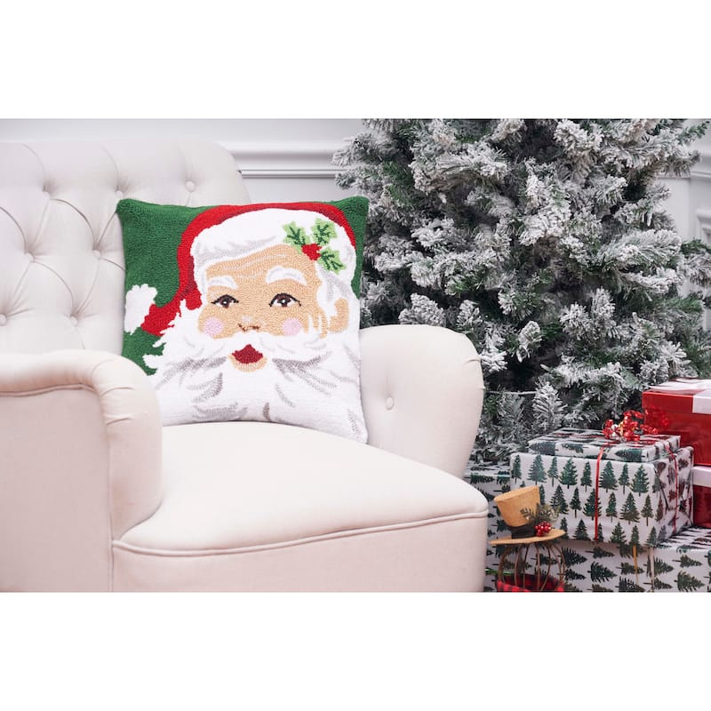 Santa Claus Hooked Throw Pillow