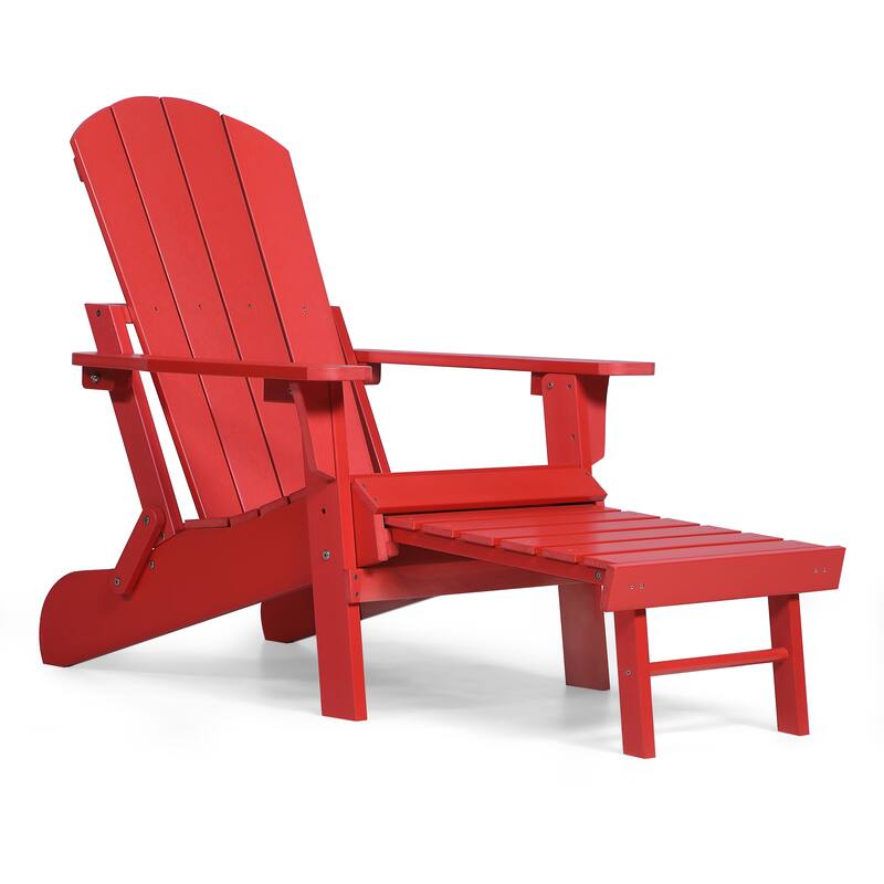 Seaton Folding Poly Adirondack Chair with Pull-out Ottoman, Set of 2