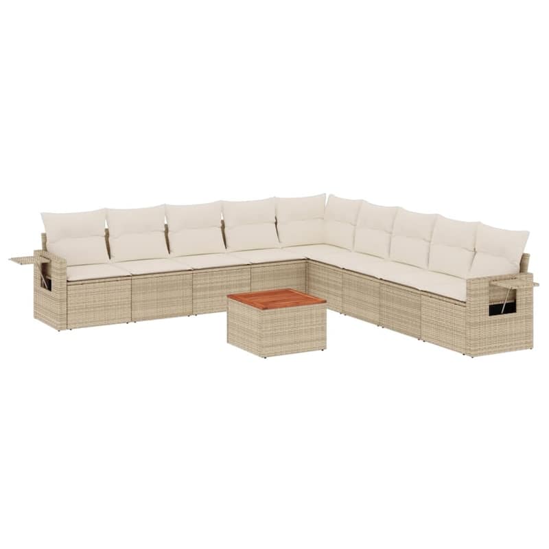 vidaXL Garden Sofa Set 10 Piece with Cushions Outdoor Sofa Set Poly Rattan