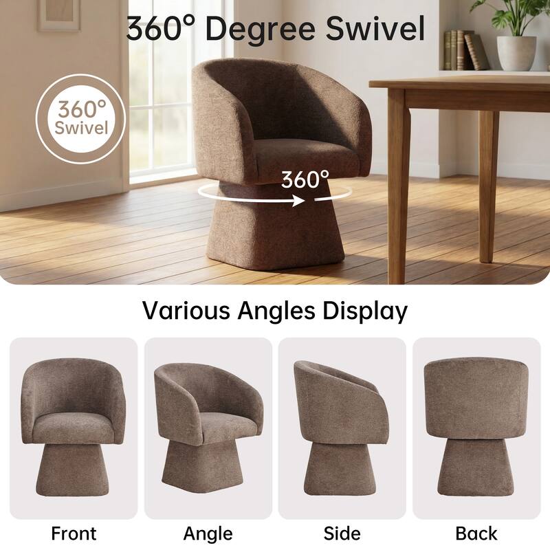 360° Swivel Barrel Fabric Upholstered dining chair with Pillow