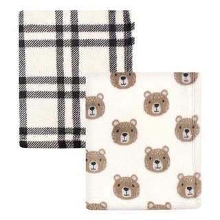 Hudson Baby Infant Boy Cozy Plush Luxury Blankets 2pk, Bear, One Size - Bear - One Size