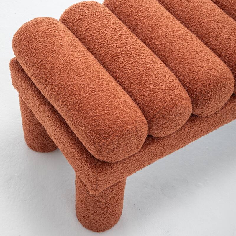 SEYNAR Modern Teddy Velvet Upholstered Rentangle Ottoman