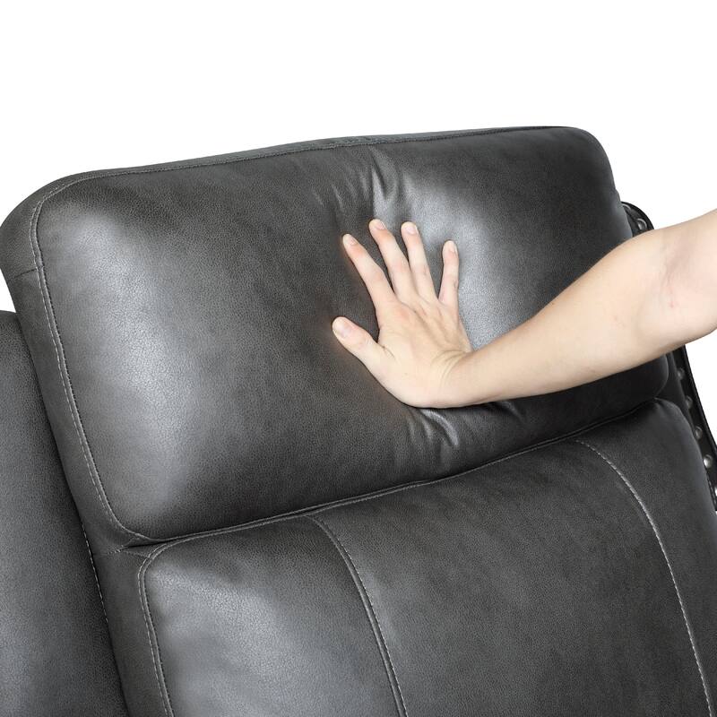 Gimo Dual Manual Recliner Sofa, Dark Gray Microfiber, 82 Inch