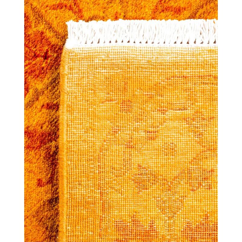 Overton Hand Knotted Wool Vintage Inspired Modern Contemporary Overdyed Gold Runner Rug - 2' 6" x 9' 4"