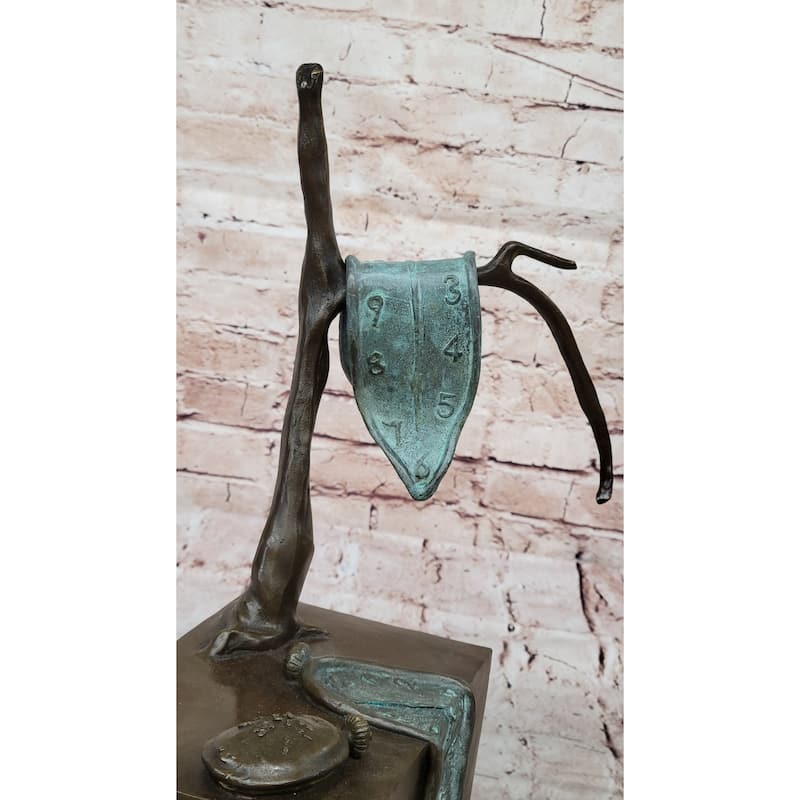 The Persistence Of Memory Melting Clock Surreal Bronze Art Sculpture After Salvador Dali