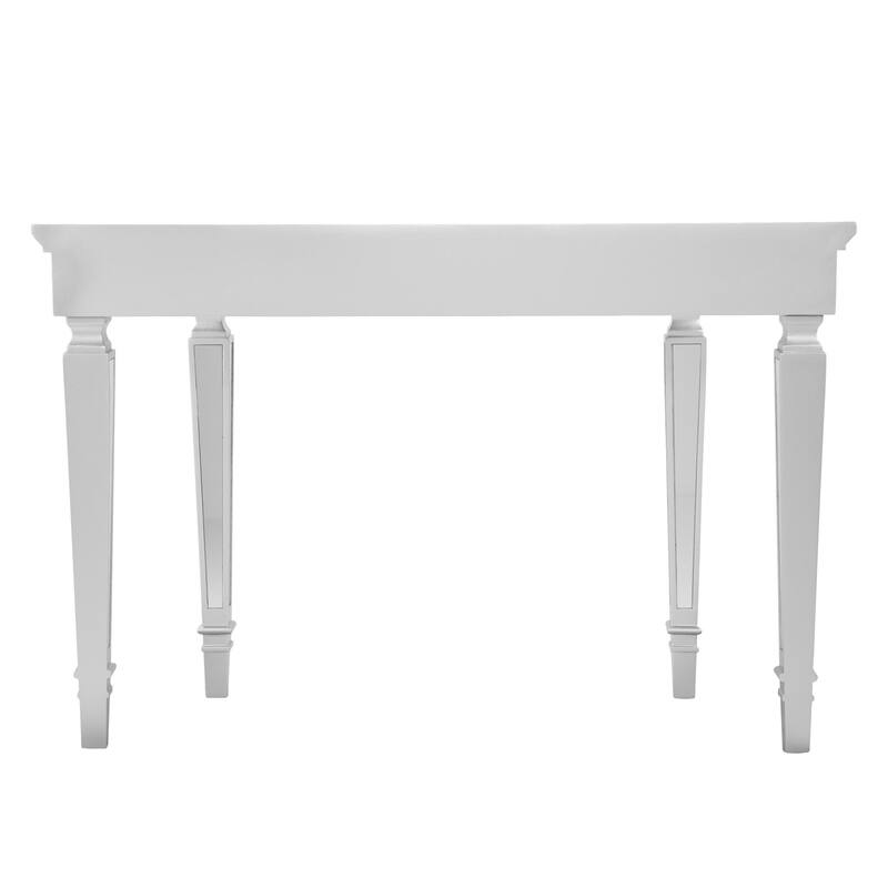Silver Glass Free Form Console Table with Wood Base and Mirrored Top - 45” L x 16” W x 30” H