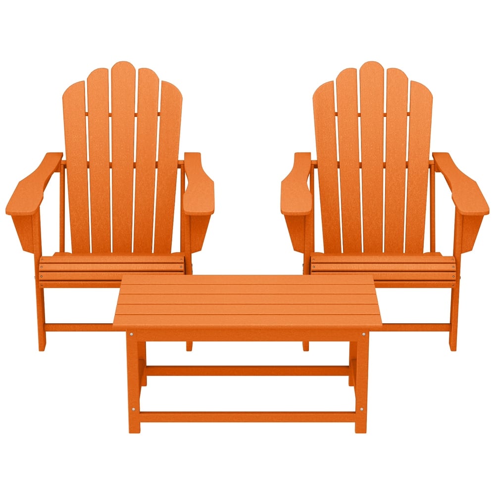 Aderson Outdoor Poly Adirondack Chair Set with Coffee Table