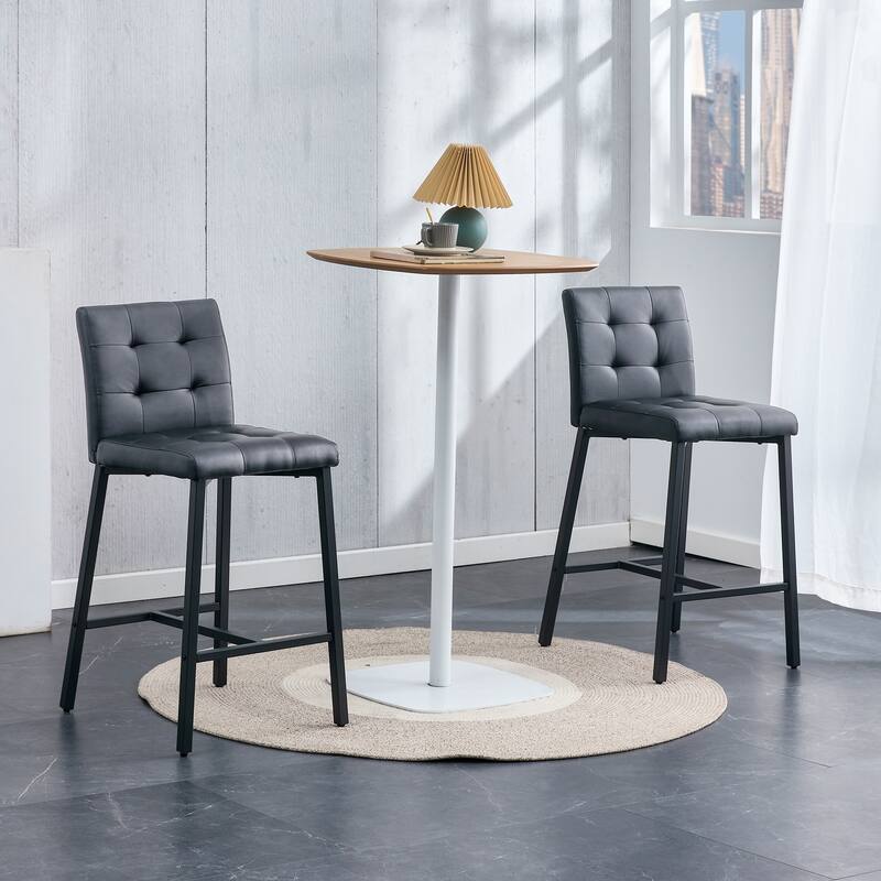 2PCS Bar chairs,Dining chairs.Bar stool with Durable Electroplated Metal Legs - Set of 2 - Gray