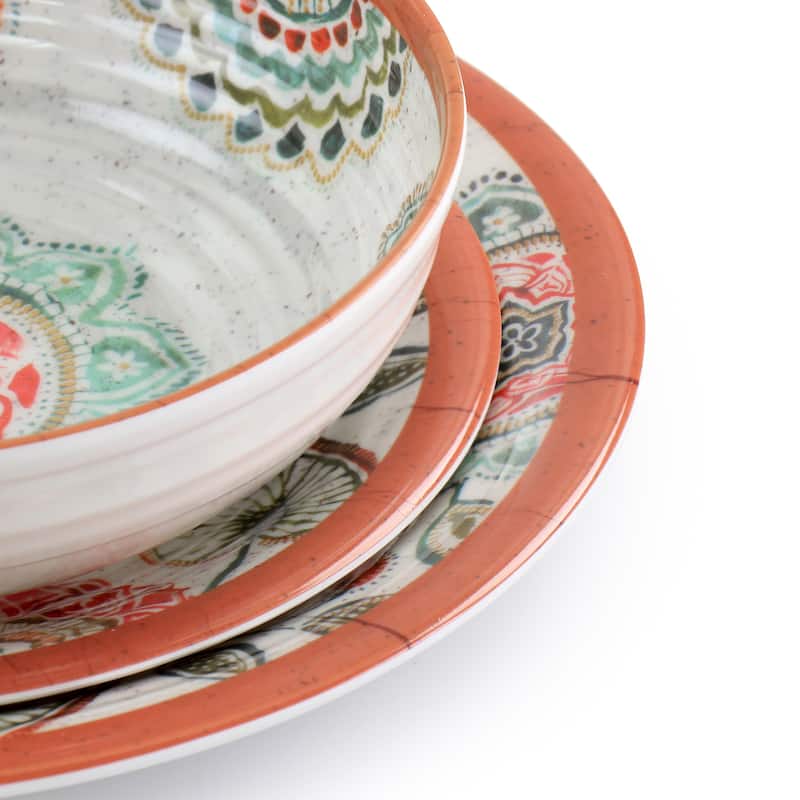 12 Piece Cottage Melamine Dinnerware Set