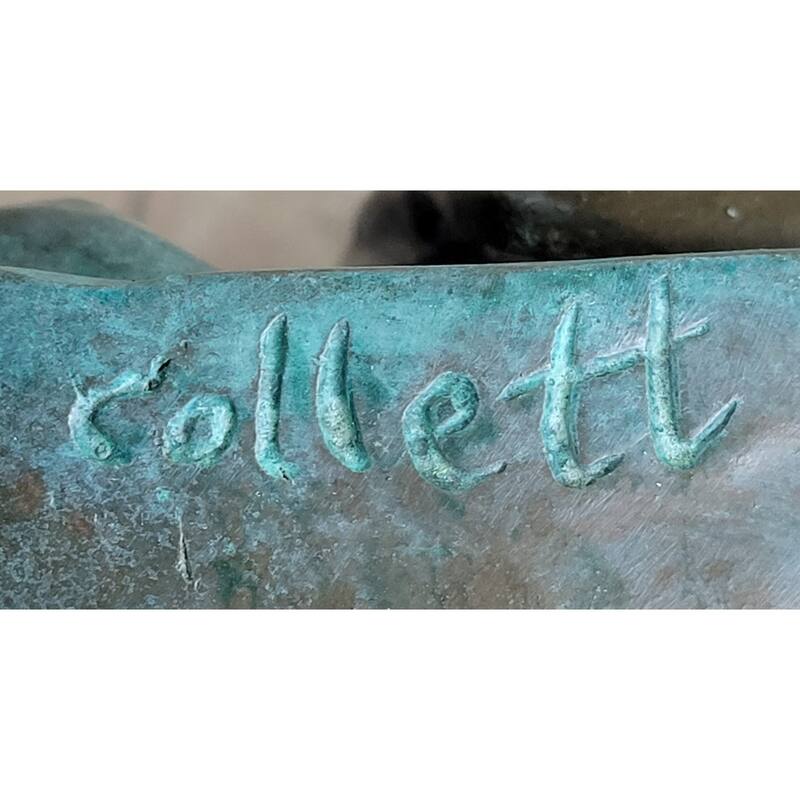 Signed Original Artwork By Collet Girl Reading A Book Bronze Sculpture Figurine