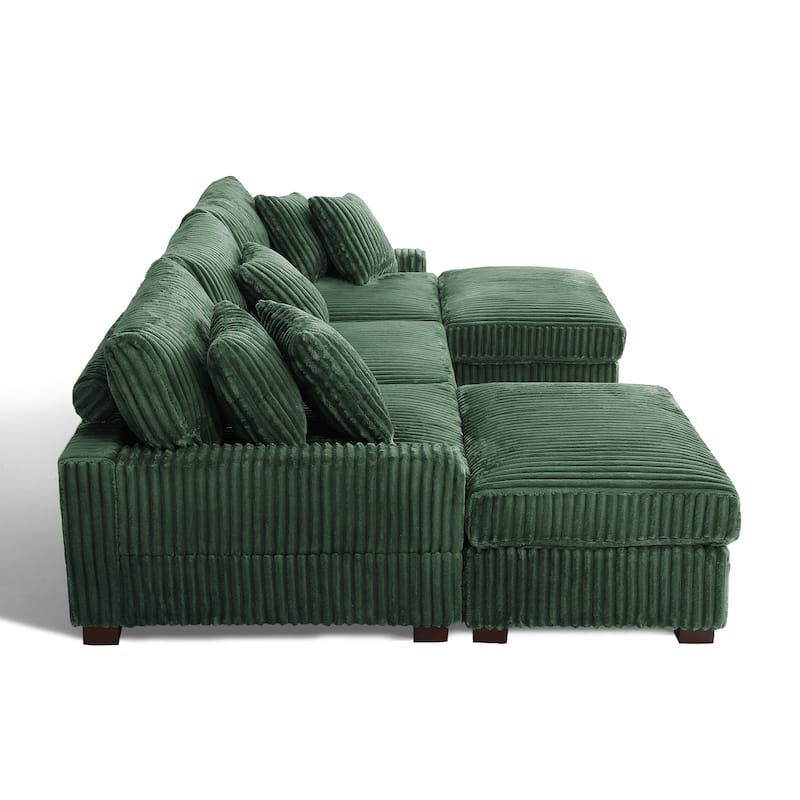 118.4"W Plush Modular Sectional Sofa with Pillows