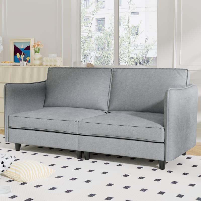 Christopher Knight Home - Hadley 74.27" Loveseat Sofa with Mid-Century Modern Design - Grey