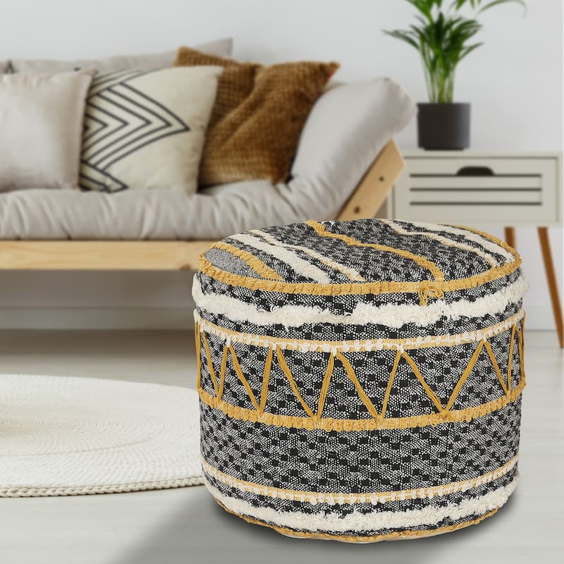 Sevita Geometric Tufted Multicolored Pouf