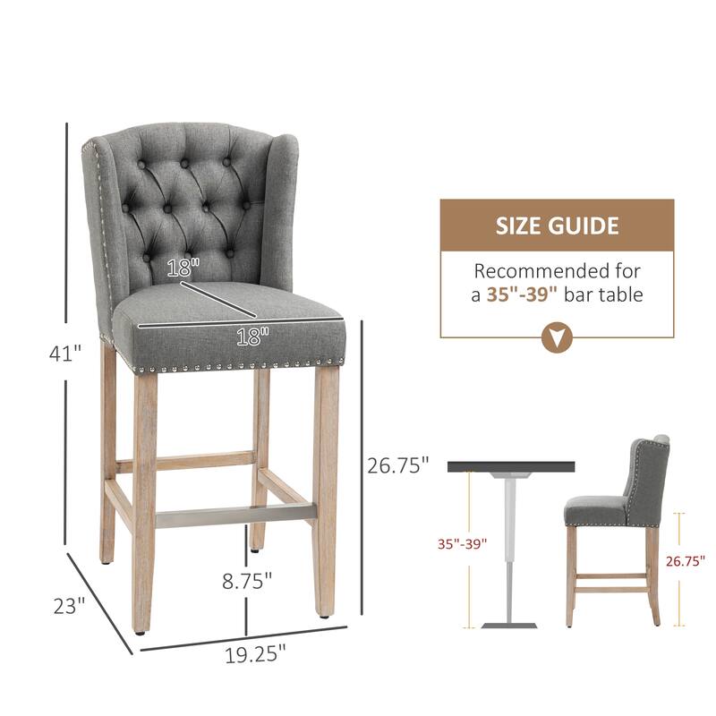 Counter Height Bar Stools Set of 2 with Wood Legs