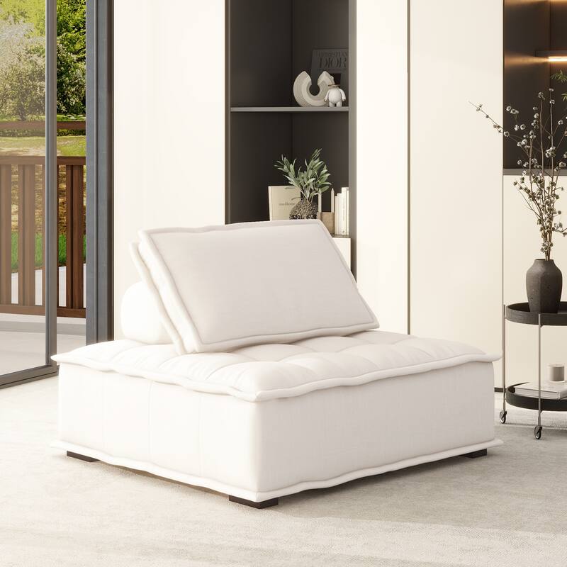 Arwen 42" Modular Accent Chair - White Beige Linen