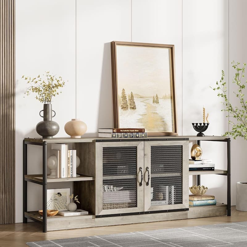 Industrial Entertainment Center TV Stand for for Living Room 65/75 inches TVs - N/A - Grey