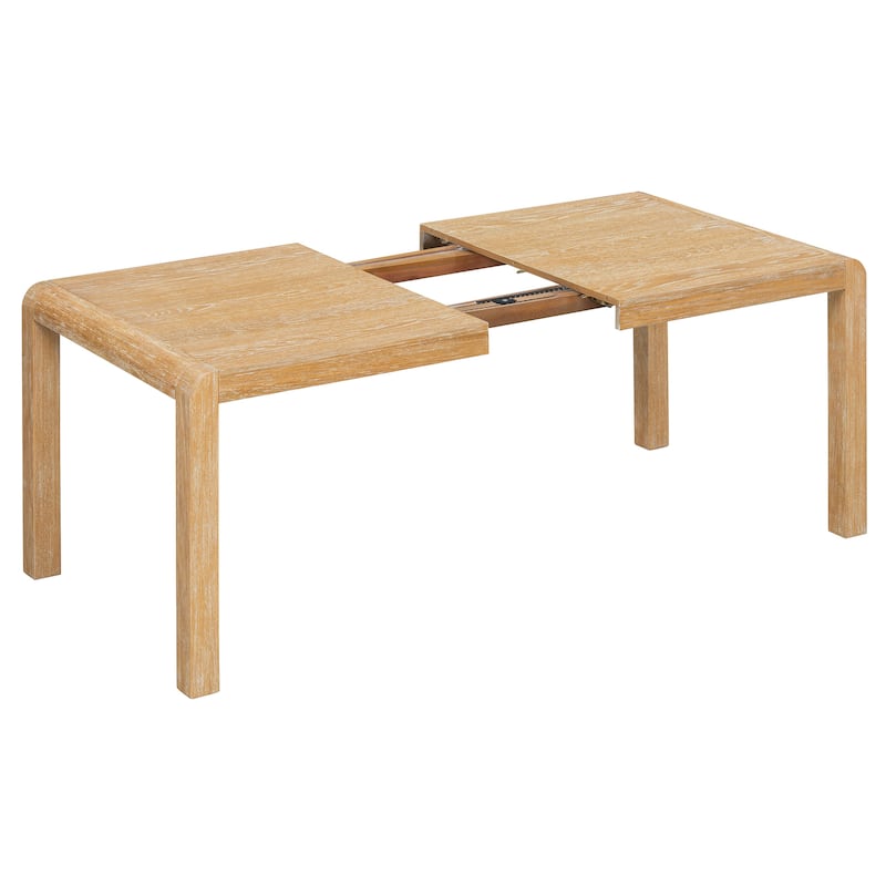 6-Piece Vintage Extendable Dining Table Set for 4-6 with 4 Upholstered Chairs & Bench, Rustic Wire-Brushed Kitchen Table