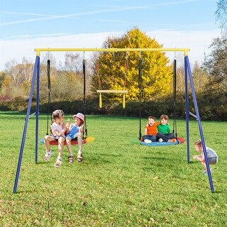 Merax Outdoor Toddler Saucer Swing Set - Blue - Bed Bath & Beyond