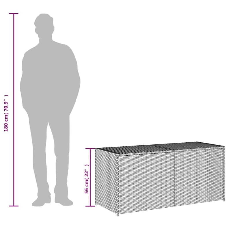 vidaXL Patio Storage Box Poly Rattan 70.9"x35.4"x27.6" Gray