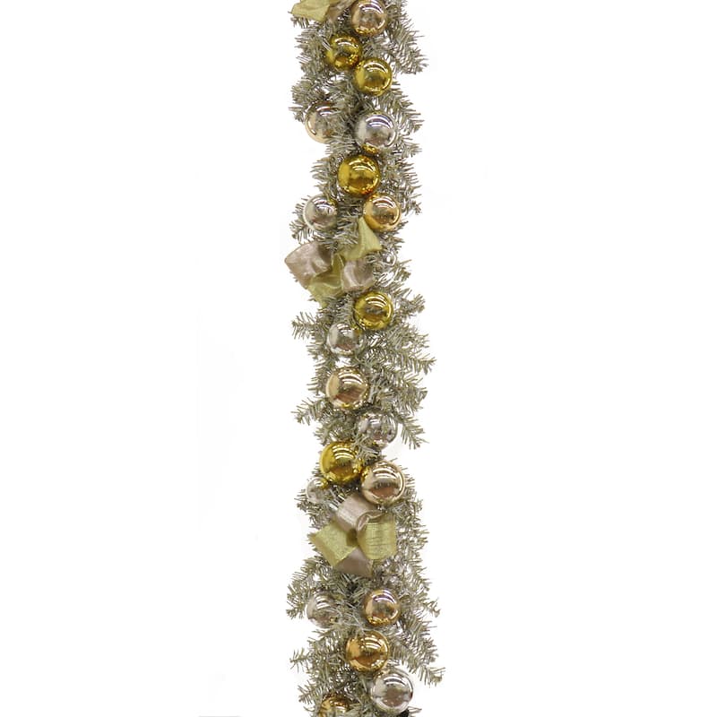 National Tree Company 9 ft. Pre-Lit Gold Ornament Metallic Garland - 9 ft