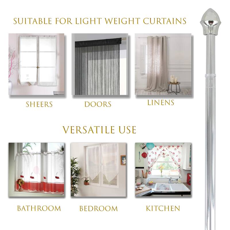 Cafe Curtain Rod Adjustable - Diam 1/2 in