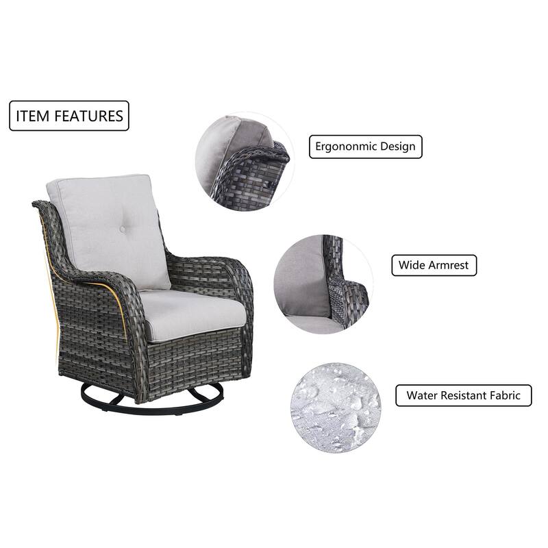 Gymojoy Patio Swivel Chairs Rattan 360 Degree Swivel Chairs Set of 2